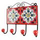 Red With White Floral Ceramic Tile Hook